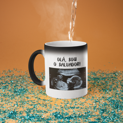 Caneca Mágica " Olá, sou o Salvador" ecografia - Personalizável