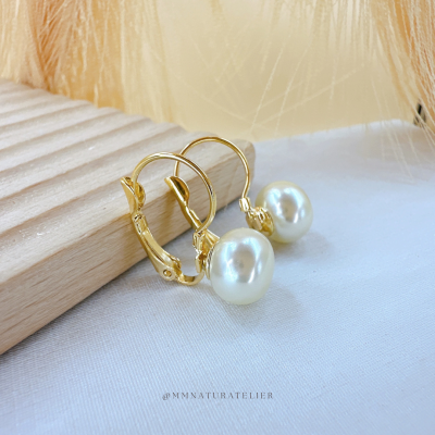 Brinco Pérola Elegance com fecho francês