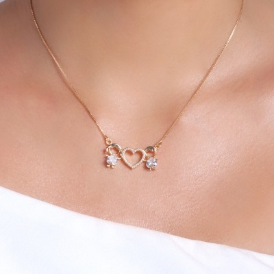Colar Filhos (as) com coração Zircónia