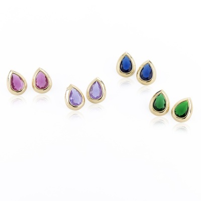 Brincos com Pedra Semipreciosa Colorida