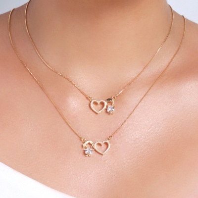 Colar Filho(a) com coração Zircónia