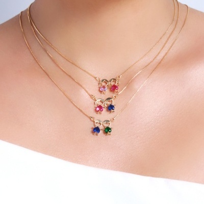 Colar Filhos com Pedra Semipreciosa colorida