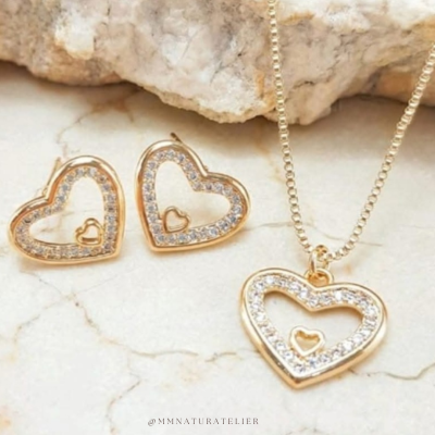 Duplo Coração com Zircônias