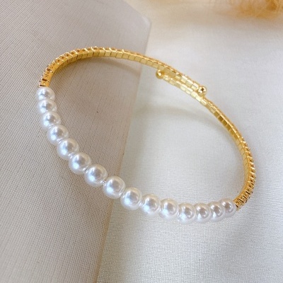 Bracelete Zircônias e Pérolas fléxivel