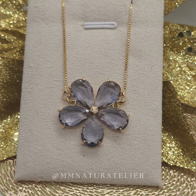 Colar Flor em Pedra Ónix