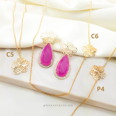 Colar Longo Gold Flower - C6