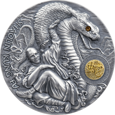 Niue- 5 Dolares 2022, Shaolin Kung-Fu, PROOF, Prata, 2oz, RARO Niue- 5 Dolares 2022, Shaolin Kung-Fu, PROOF, Prata, 2oz, RARO