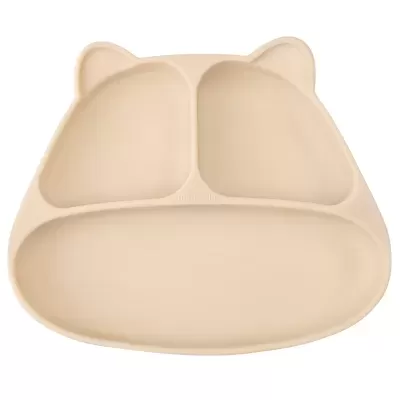 Prato com ventosa de silicone Panda (bege)