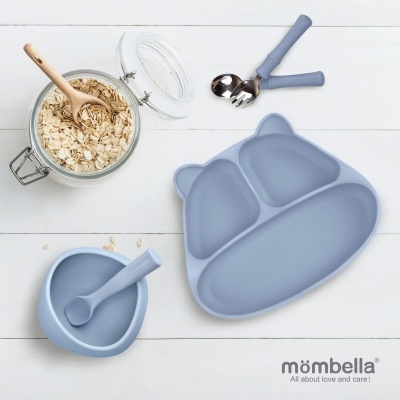 Prato com ventosa de silicone Panda (bege)