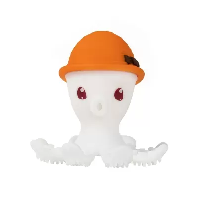 Figura decorativa de polvo branco com chapéu laranja