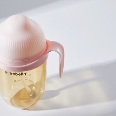 Biberão com pegas e bola de gravidade (+6m), rosa (PPSU), 300ml