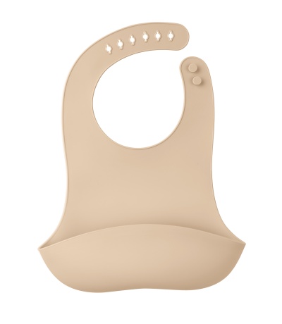 Babete de silicone com bolso (bege)