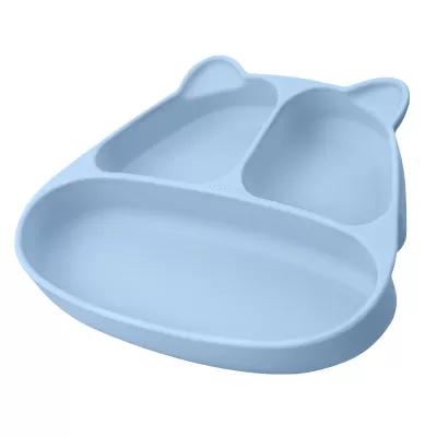 Prato com ventosa de silicone Panda (azul)