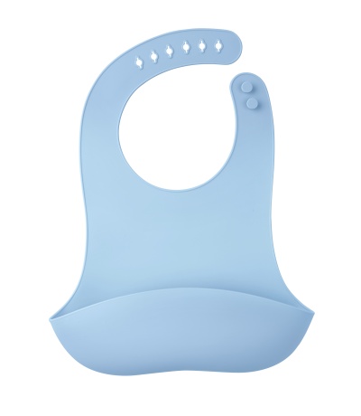 Babete de silicone com bolso (azul)