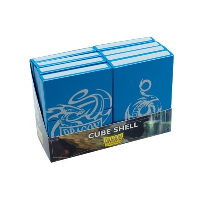 Conjunto de seis caixas azuis para cartas com padrão de dragão branco em suporte preto Dragon Shield