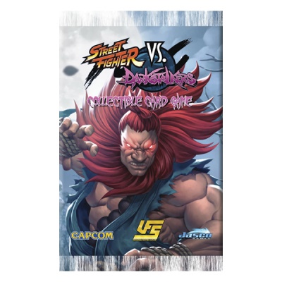 Caixa de jogo colecionável Street Fighter VS Darkstalkers com personagem e logos de empresas.