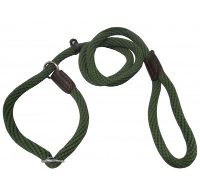 Trela de Algodão & Pele c/ coleira semi-estranguladora