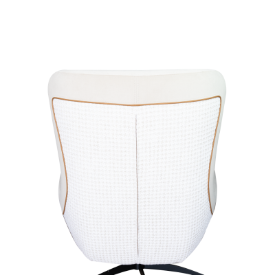 Poltrona branca com textura e base giratória preta