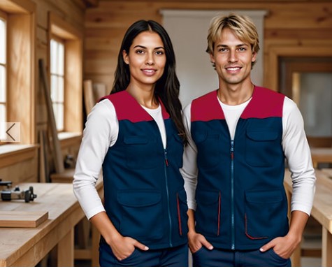 Colete de trabalho leve bicolor com múltiplos bolsos Colete de trabalho leve bicolor com múltiplos bolsos