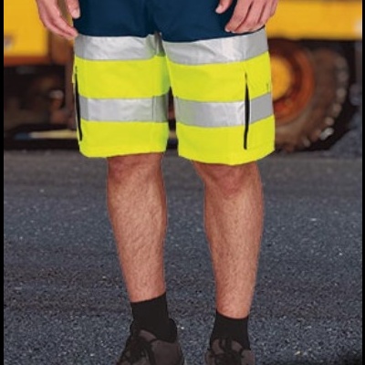 Bermuda de trabalho bicolor multibolsos de Alta Visibilidade 65% Poliester 35% Algodão