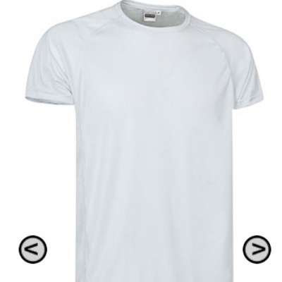 T-shirt técnica Tecido técnico respirável 100% poliéster 155 grms / m2