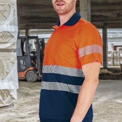 Polo de manga curta bicolor de alta visibilidade 100% poliester 170Grs.