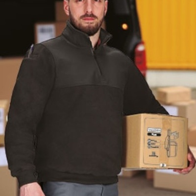 Pulôver polar reforçado, com zip intermédio 350 Grs. 100% Poliester