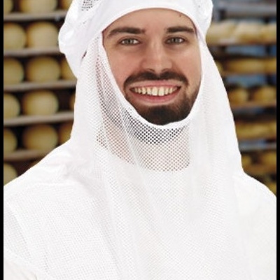 Balaclava de alimentação de rede branca, cobre a cabeça, ombros e peito, 100% Poliester