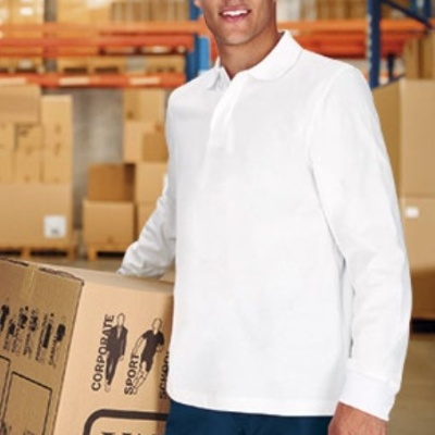 Polo de manga comprida com fecho de velcro co 210 Grs. 50% Poliéster 50%Algodão