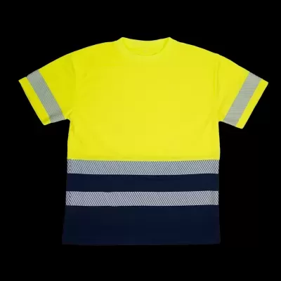 T-shirt de alta visibilidade com bandas refletoras segmentadas para total elasticidade.   100% Poliester;  130g.