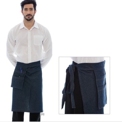 Avental Cintura aperta com fita a traz e bolso lateral solto ganga 100% algodão