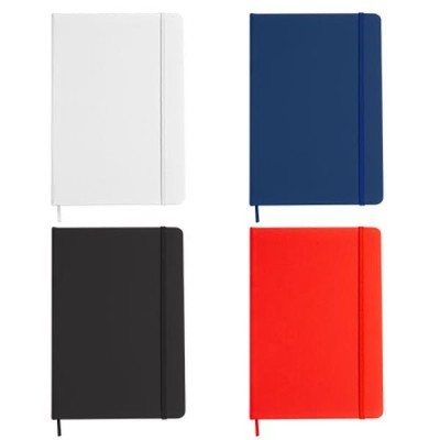 Conjunto de quatro cadernos coloridos com elásticos