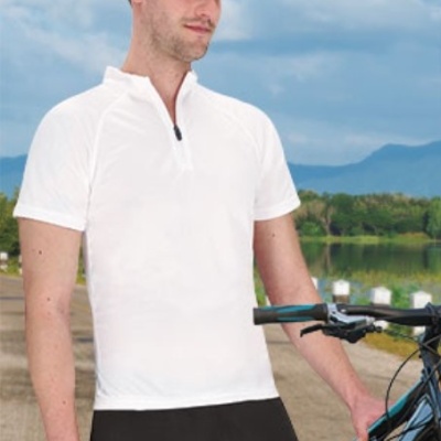 Maillot de ciclismo de manga curta com meio fecho 100% poliester