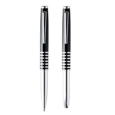 Conjunto de esferográfica e roller de aço inoxidável em estojo de oferta Rollend Pack-10 Uni.