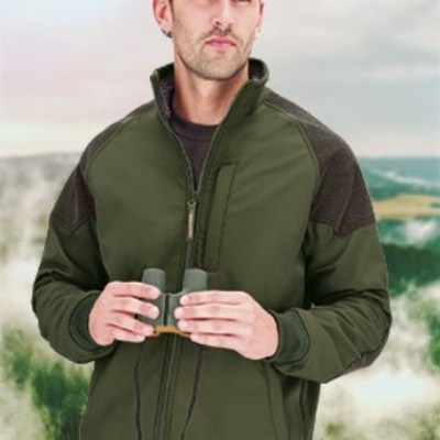 Casaco softshell com reforços bicolor 85% poliéster 10%poliuretano  5% elastano