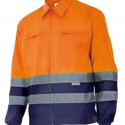 CASACO BICOLOR AV SARJA. TECIDO FLUOR: 80% POLIÉSTER - 20% ALGODÃO. SARJA. TECIDO CONTRASTE: 65% P 200 GSM