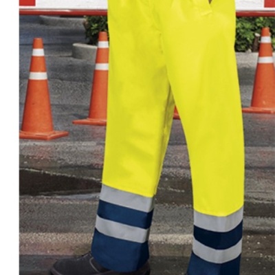 Cobertura para calças de chuva impermeável de alta visibilidade interior 100% poliester exterior 85% poliester 15% poliuretano
