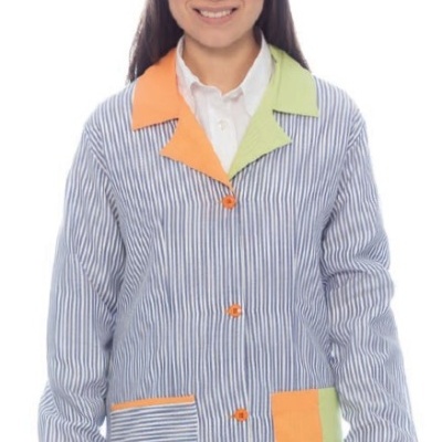 Bata Educadora Riscas 65% Poliester 35% Algodão 130 gr/m2