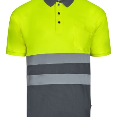 Polo bicolor manga curta 100% Poliester