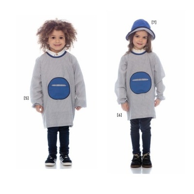 Bata escolar unissexo  Riscas  65% Poliéster  35% Algodão 130 gr/m2