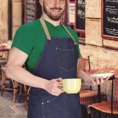 Avental com peito de ganga e multibolsos 100% algodão 280Grs.