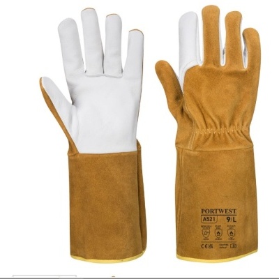 Luva de solda TIG Ultra Castanho Pele de Búfalo, Pele flor de Vaca, Elastano