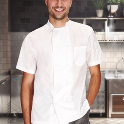 Casaco de chef. de manga curta 150 Grs. 65% Poliester 35% Algodão