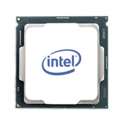 Processador Intel com logo azul sobre superfície metálica quadrada