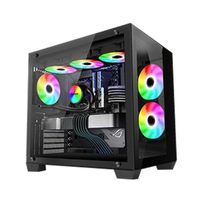 Computador gaming com ventoinhas RGB e caixa em vidro temperado
