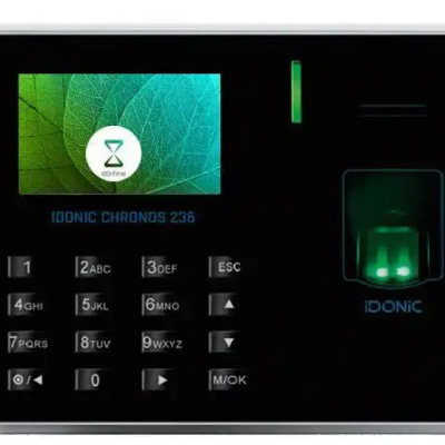 Dispositivo eletrónico IDONIC CHRONOS 236 com ecrã, teclado e sensor biométrico