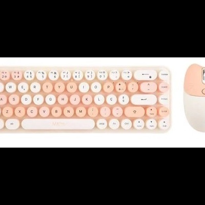Teclado e rato sem fios branco e coral