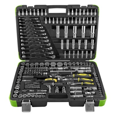 CAIXA DE FERRAMENTAS DE 216 PEÇAS 12 FACES (XZN) - CROMADO