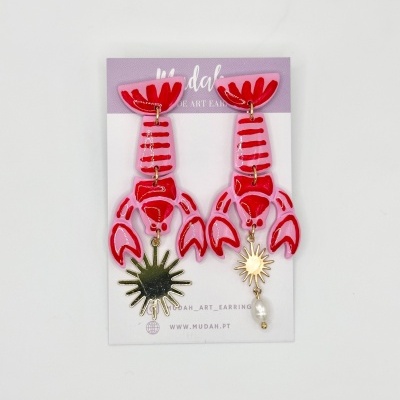 Lagosta - com elementos em aço e pérola de água doce