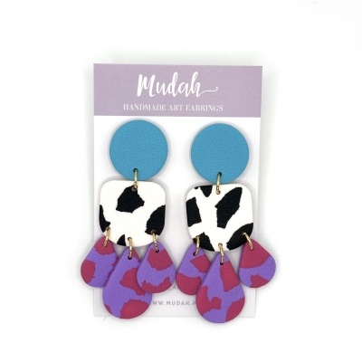 Isabel - azul turquesa, padrão vaca